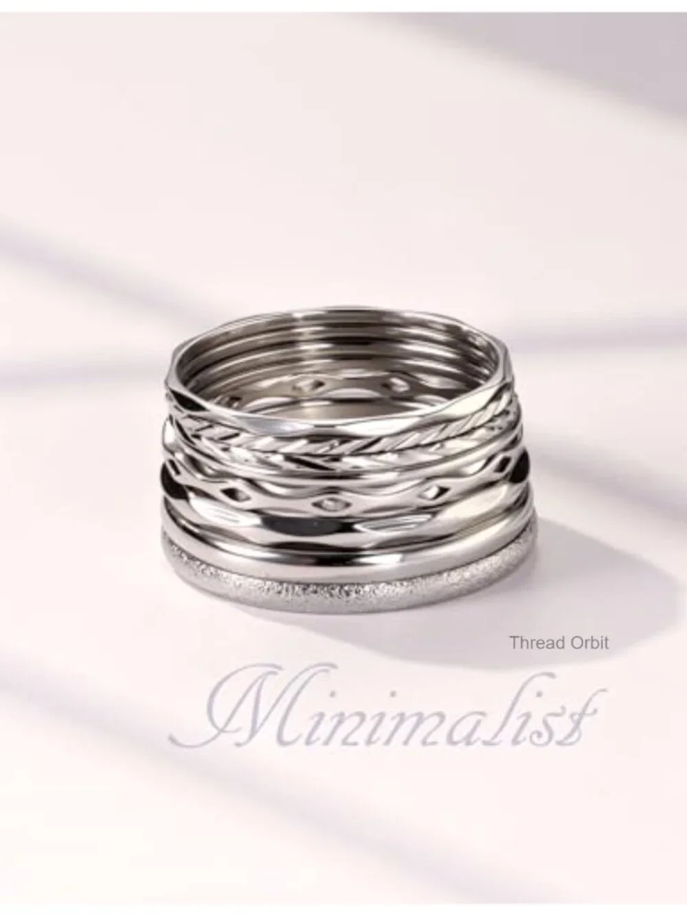 8Pcs Stainless Steel Stacking Rings Set Minimalist Dainty Thin Knuckle Midi